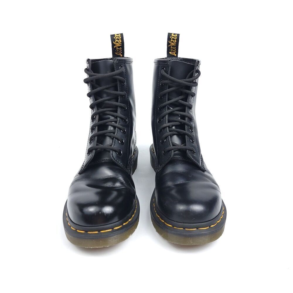 DR. MARTENS 1460 Black Smooth Leather Grunge Goth Combat Boots Workwear 90s Y2k - Picture 4 of 9